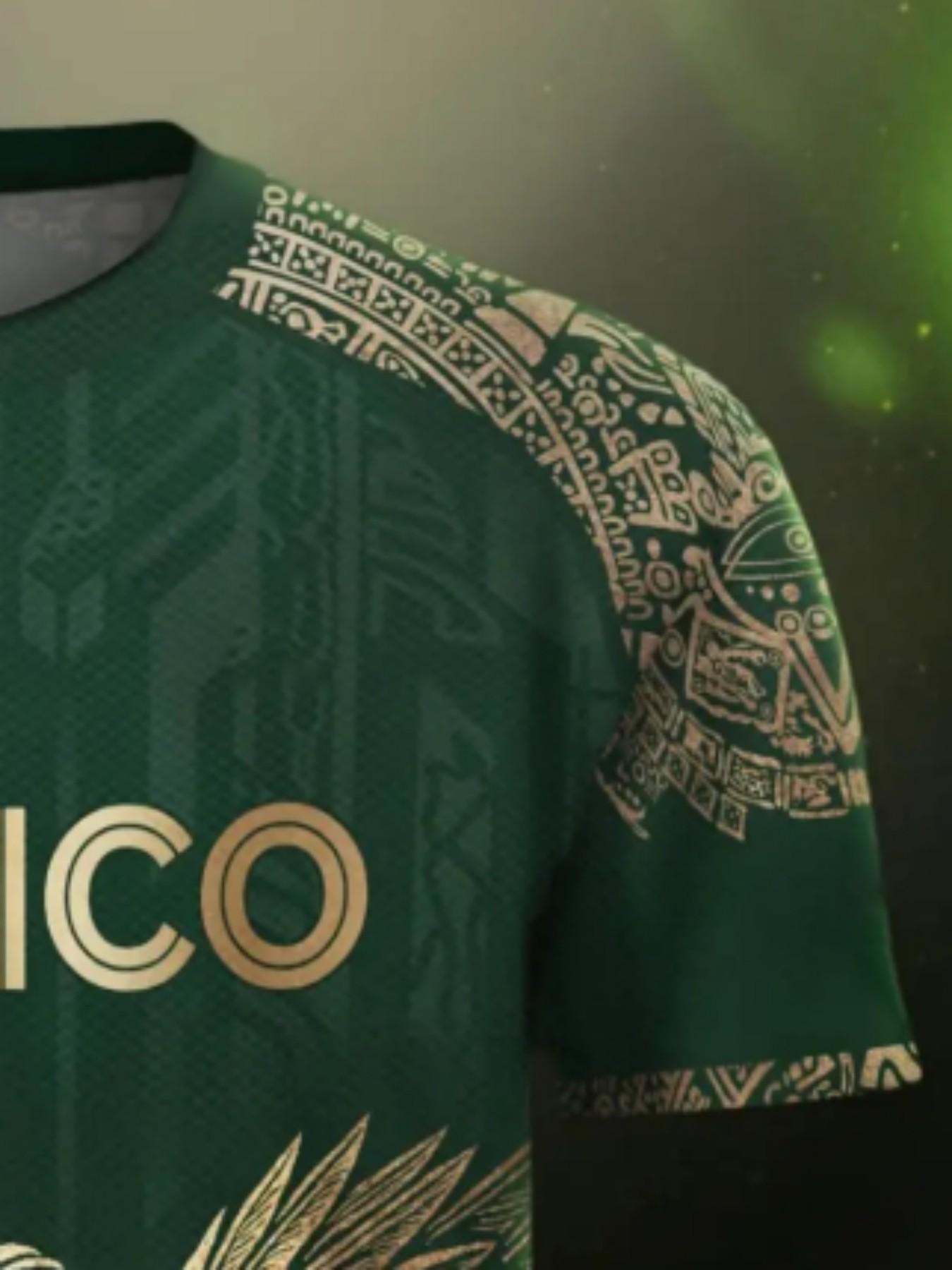 Men's Mexican Eagle Snake Aztec Football Jersey, Tribal Style Sporty Round Neck Short Sleeve Top, Loose-Fitting Geometric Pattern