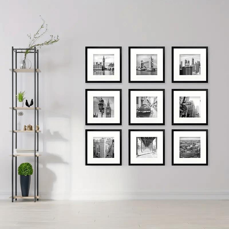 10-piece/5-piece/2-piece square wall-mounted picture frames available in 4x4/6x6/8x8 inches, classic style, Sturdy frame design, hold photos, paintings, sketches and art pieces, Home Decoration, Picture Frame Set