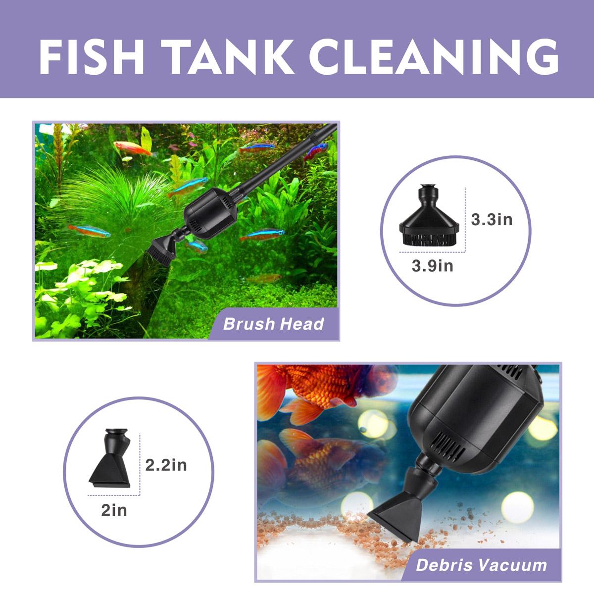 Hygger Upgraded 360GPH  Electric Aquarium Cleaner, 36V DC Auto Fish Tank Gravel Cleaning kit 5 in 1 Change Water and Wash Sand Filter for Aquarium 10-200 Gallon