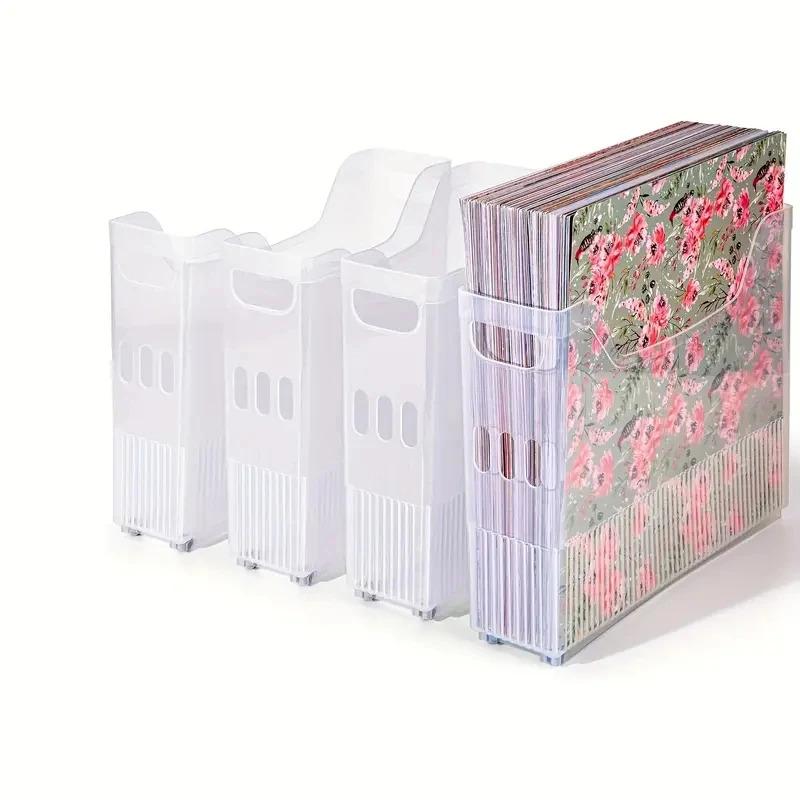 2pcs Storage Organizer,Scrapbook Paper Storage with Wheels,Plastic Portable Scrapbook Storage Bin for Scrapbook Papers,Cardstocks,Doc