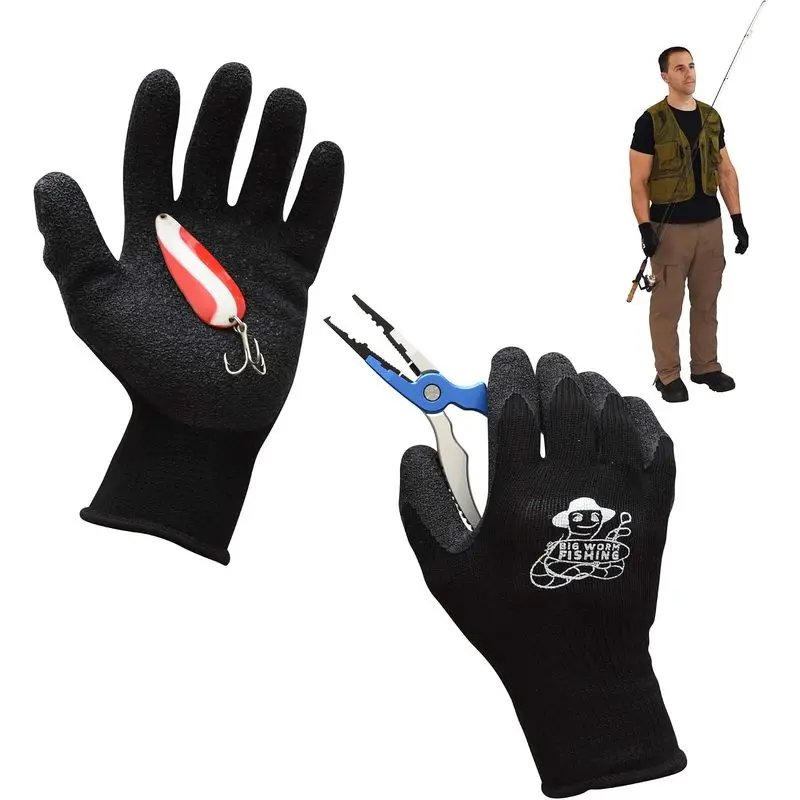 Outdoor sports Fish Handling/Cleaning Gloves Textured Grip Palm Soft Lining Fillet Gloves – One Size Fits Most L to XL