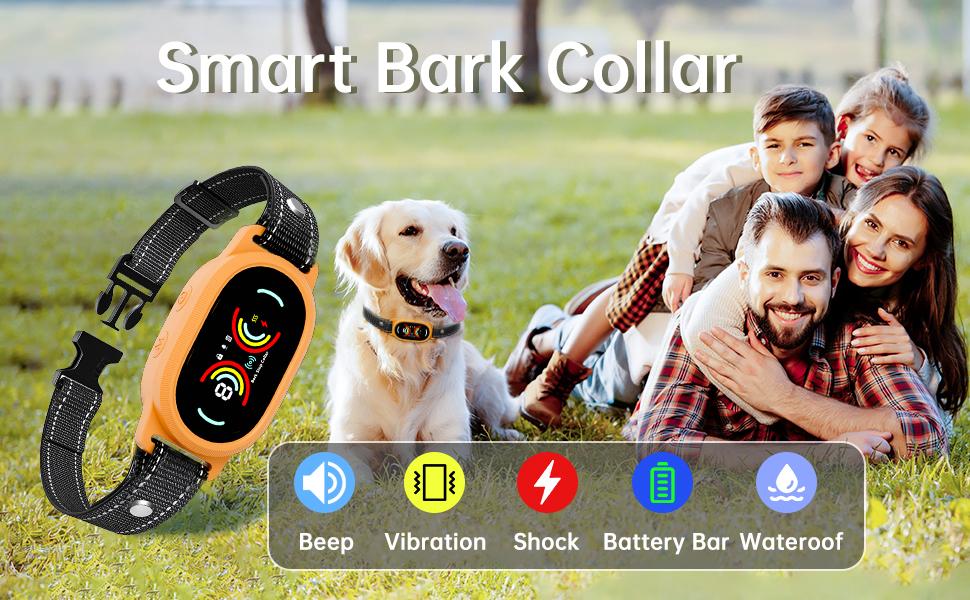 Anti Bark Collar for Dogs Smart No Harsh Shock Humane Training Collar with Beep Vibration, Rechargeable Automatic Dog Barking Control Device for Small Medium Dogs, Adjustable Sensitivity Levels