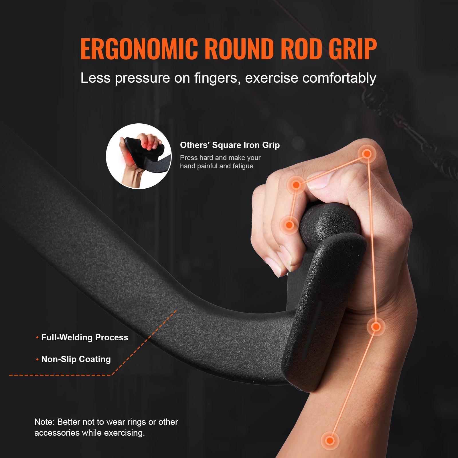 【FathersDayGift】VEVOR LAT Pulldown Attachment, Cable Machine Rowing V-bar Attachment, Tricep Pull Down Bar, Back Strength Training Rubber Coated Handle Grip, Bicep Curl Tricep Lat Pulldown Bar for Home Gym Fitness
