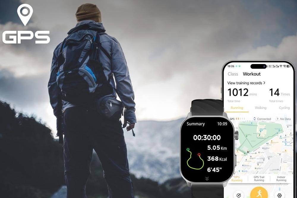 2.01-inch full touch screen, 350mAh ultra-long battery life, support for multiple languages, over 100 sports modes, five-star GPS tracking, 1ATM deep water resistance, wireless call, voice assistant, message notification, low power consumption, etc