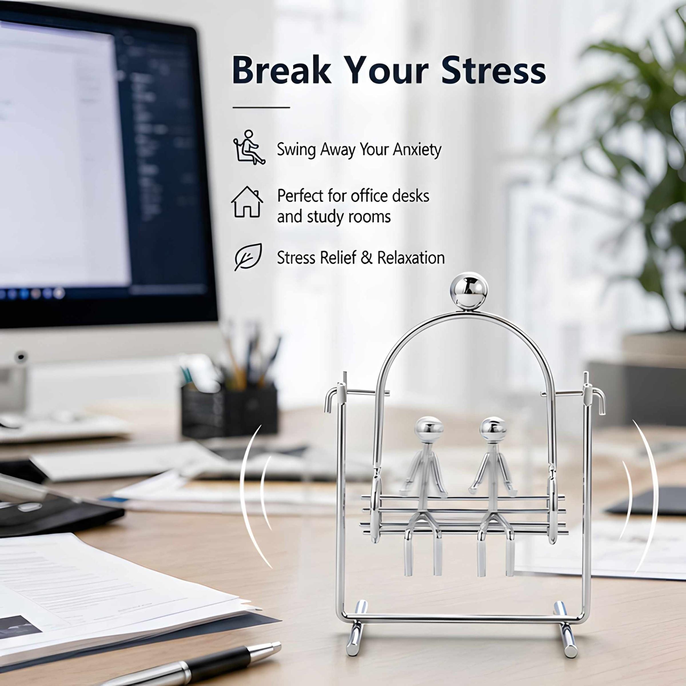 Double Swing Pendulum, Metal Newton Balance Sculpture, Decorative Sculptures, Stress Relief Desk Art, Office Decor, Collectible Ornament, Magnetic Levitation Physics Experiment, Silver Color, Decorative Figurines