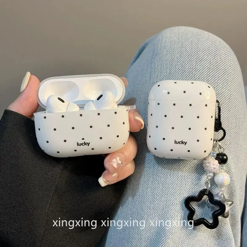 Ins Minimalist Polka Dot AirPods Case Soft Silicone Shockproof Protective Cover Compatible with Apple AirPods Pro 2, Pro 3 & 4th Generation Wireless Bluetooth Earphone Shell Anti-Scratch Dustproof Neutral Daily Tech Accessory smartwatch wearable accessory