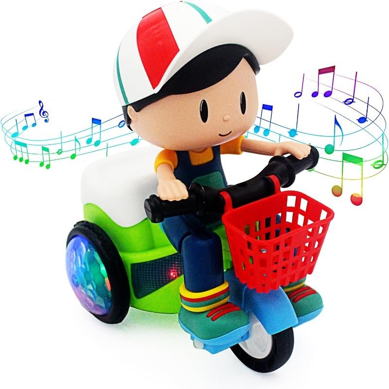 Creative Stunt Tricycle Toy for Boys and Girls with Led Lights ,Toddler Electric Tricycle Toy Motorcycle with 360° Rotationand Multi-Function Design Toddler Ride-on Toy Without Battery