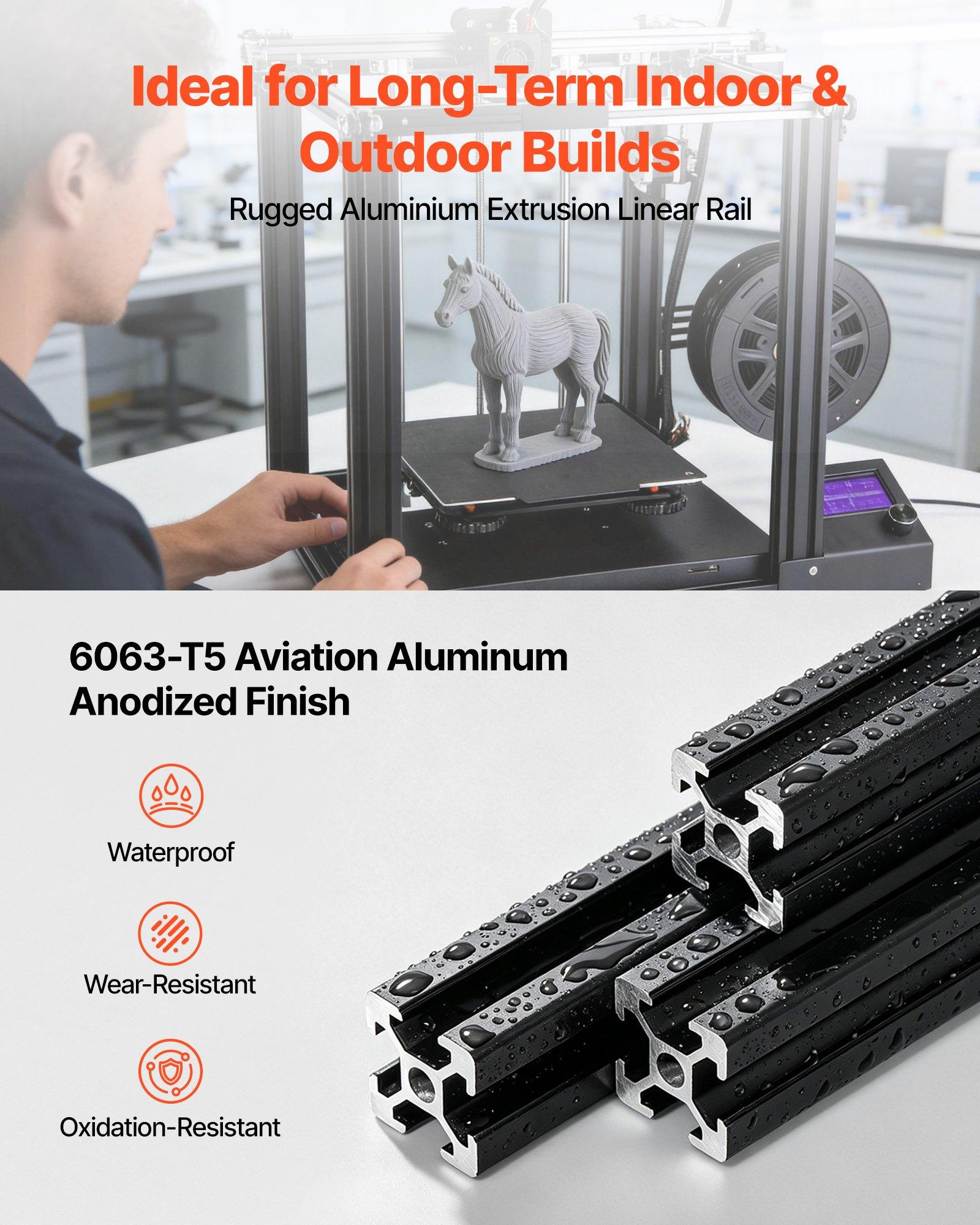 【FathersDayGift】 VEVOR 10PCS 2020 Aluminum Extrusion Profile, 23.62 Inch 600 mm, T Slot European Standard Anodized Linear Rail, High-Strength Extruded Aluminum Rail, for 3D Printer Parts and CNC DIY Workbench, Black 【FathersDayGift】 VEVOR 10PCS 2020 Aluminum Extrusion Profile, 23.62 Inch 600 mm, T Slot European Standard Anodized Linear Rail, High-Strength Extruded Aluminum Rail, for 3D Printer Parts and CNC DIY Workbench, Black