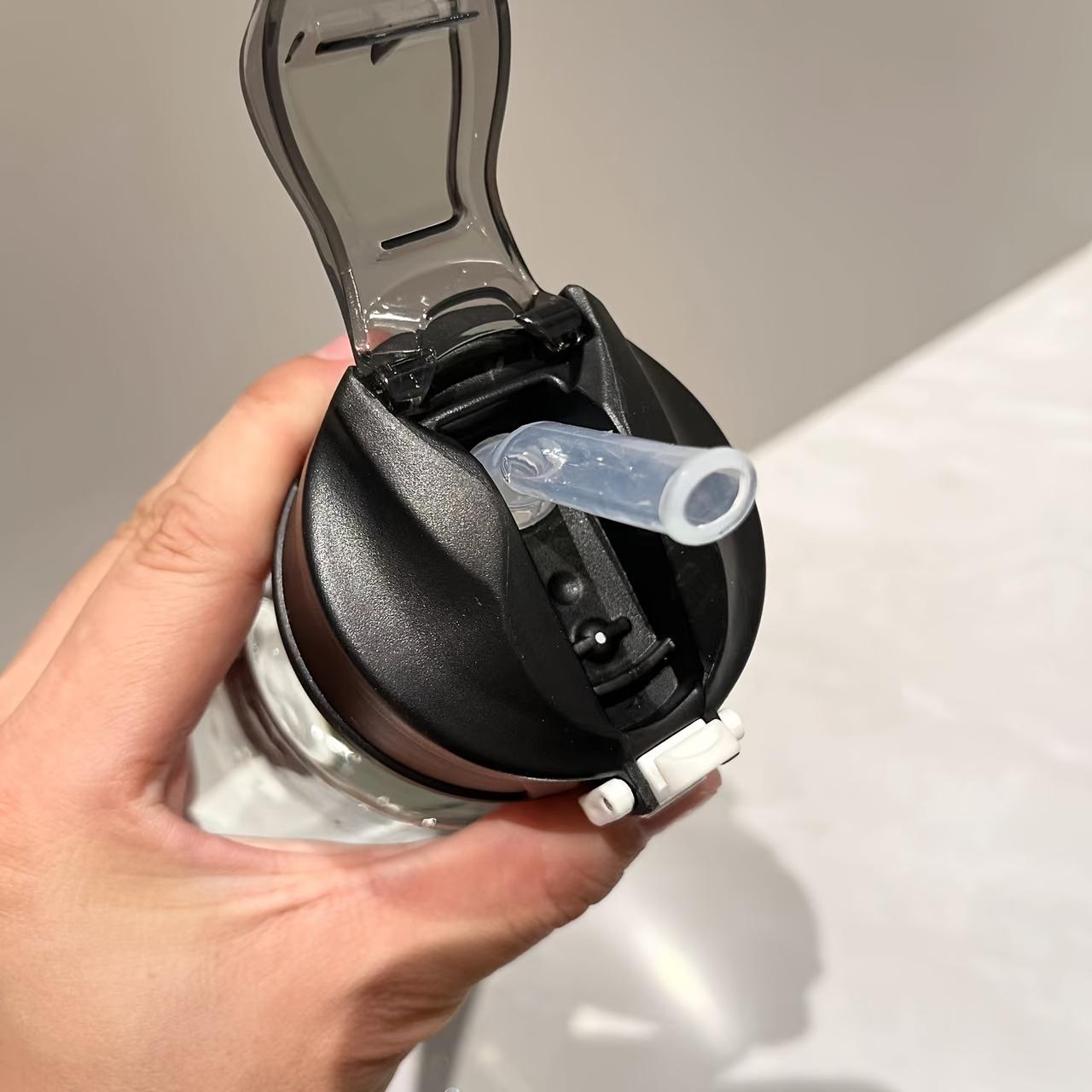 Time Marked Water Cup, Outdoor Sports Clear Water Bottle with Straw, Medium Size Transparent Drinking Cup for Hydration, Portable Bottle