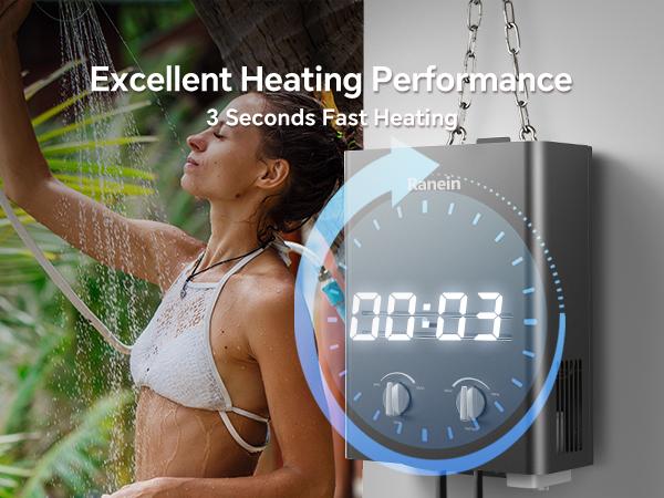 Ranein Tankless Water Heater Outdoor, 1.58 GPM Portable Propane Camping Water Heater, 6L, RO4KY, Grey