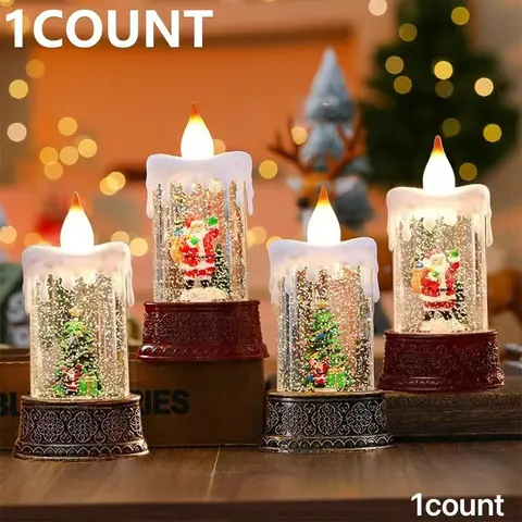 Christmas Water Candle Lamp, Festive Desktop Decoration, Perfect Holiday Gift, Christmas Table Ornament, Ideal for Seasonal Decorations