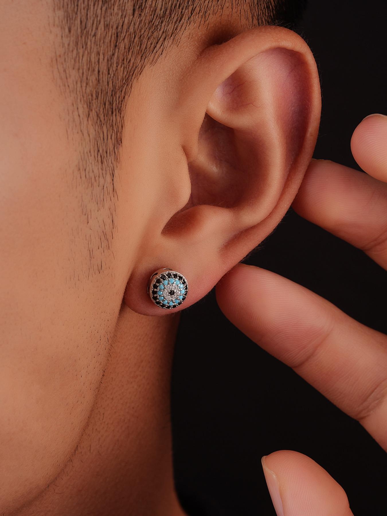 Men's Hip Hop Earrings, Three-Color Design, Unique Fashion Accessory, Versatile Daily Wear Jewelry, High-Quality Ear Studs, Trendy Jewellery Accessories