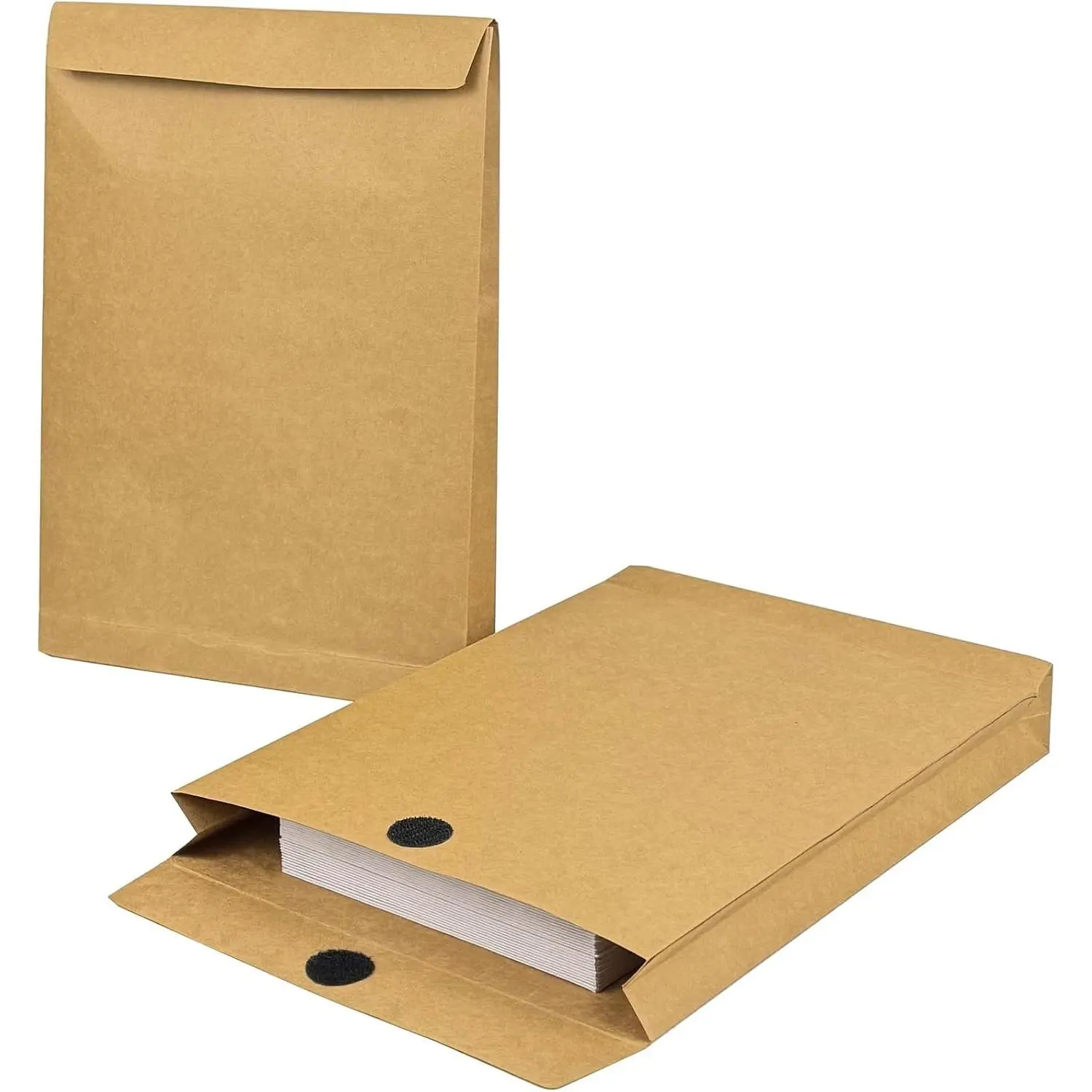 25 Pack 9.3" x 13" Expandable Large Brown Kraft Mailing Envelopes, Anti Tear Catalog Envelopes with Hook-and-Loop Closure for Business Office Paper Documents File Storage