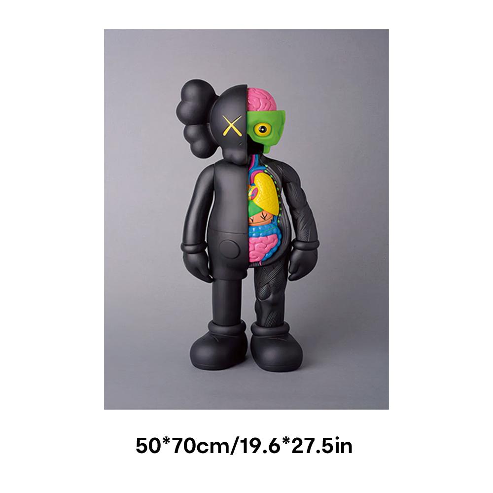 Pop Art Wall Arts Anatomy Posters, Kaws Figure Canvas Prints, Abstract Art Wall Decor, Unframed Canvas Art Print for Living Room Bedroom Office Gift
