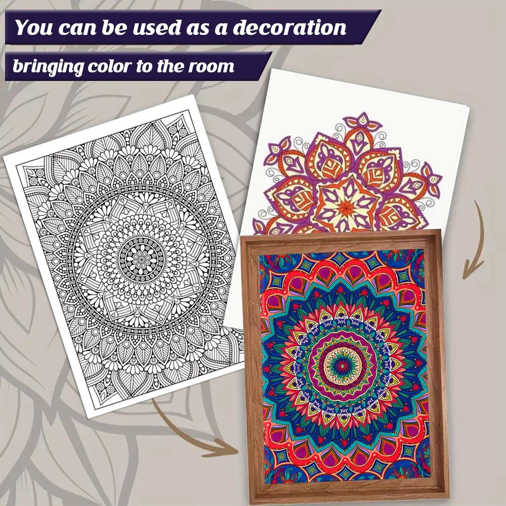 Mandala Coloring Book for Kids, 60 Patterns Stress Relief Creative Doodle Book, Parent-Child Educational Drawing Tool, 1 Volume