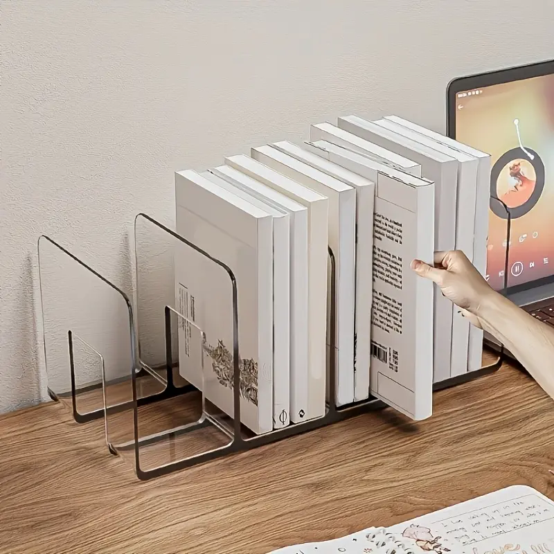1/2Pcs Heavy Duty Book Stand, Desktop Bookend & Reading Holder, No Assembly Clear Book Organizer, Anti-tip Design, Space Saving Desktop Sorter, Sturdy Plastic File Holder for Home, Office, College & Library
