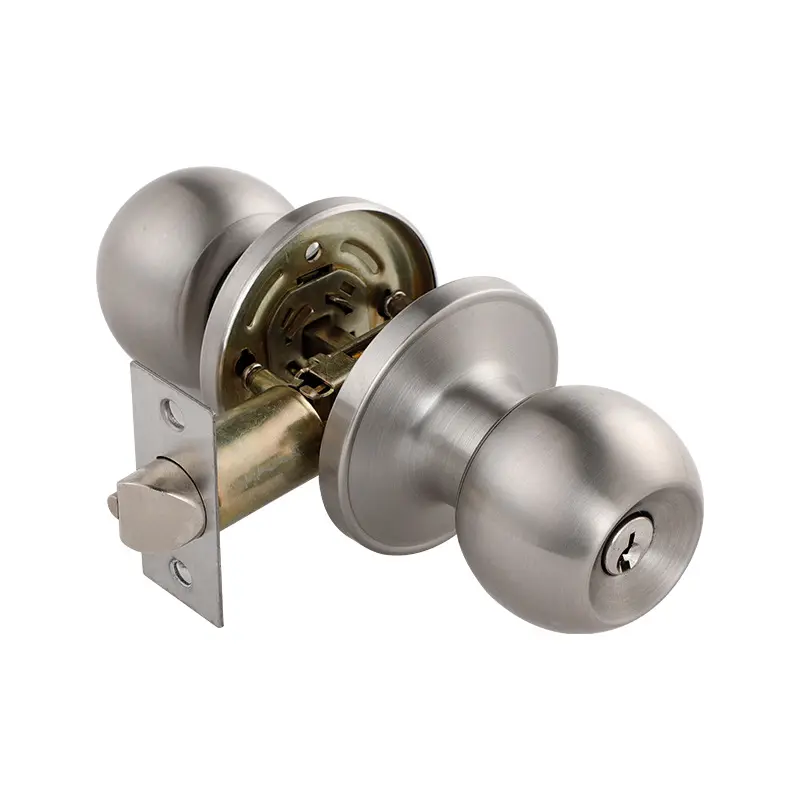 Keyed Door Knob Lock for Interior & Exterior, Ball Deadbolt Replacement – Satin Nickel Finish, Keys Included, Standard Home Security Lock