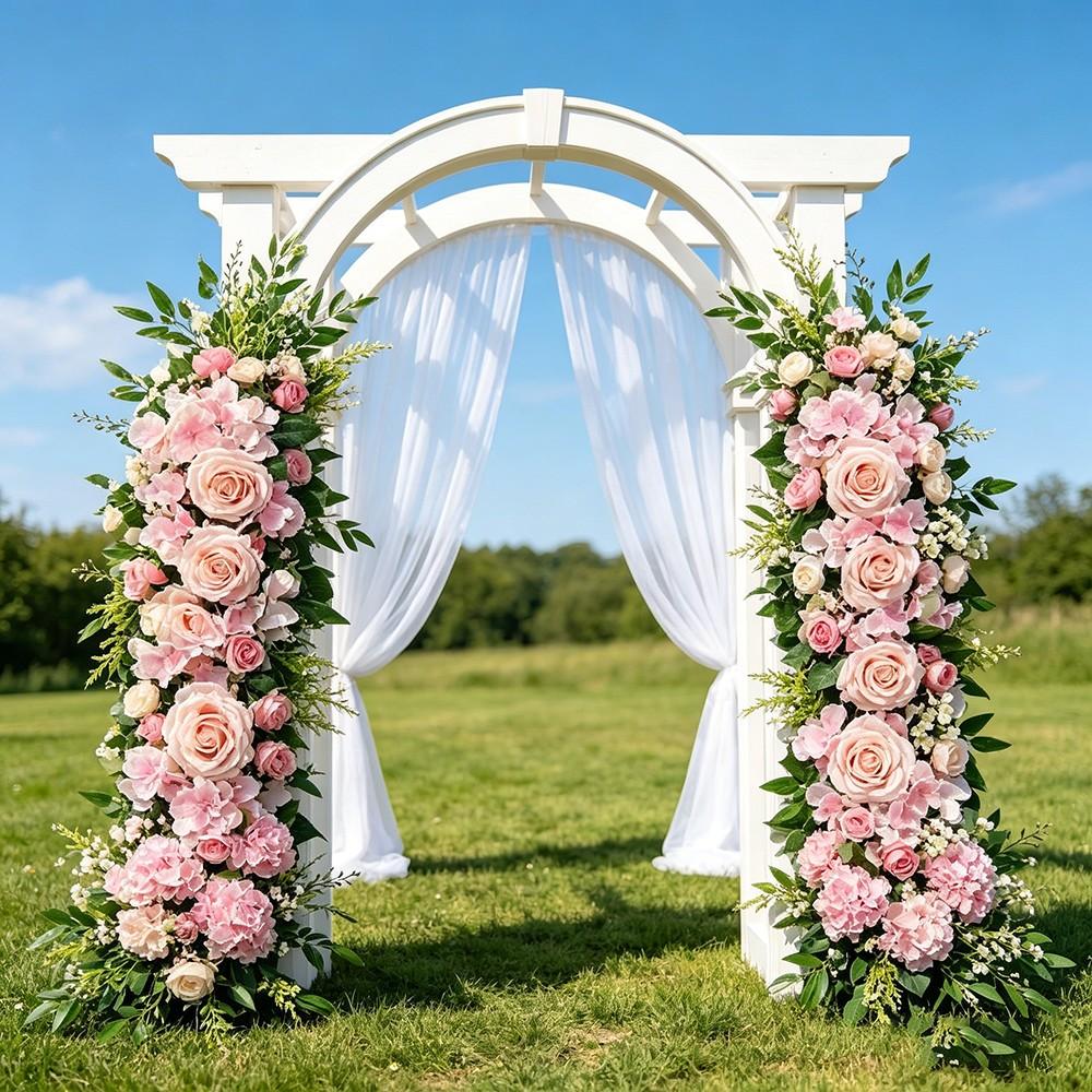 Forest Style Artificial Rose Hydrangea Arrangement, Wedding Arch Background Wall Decor, Table Centerpiece Ornament, Realistic Fake Flowers