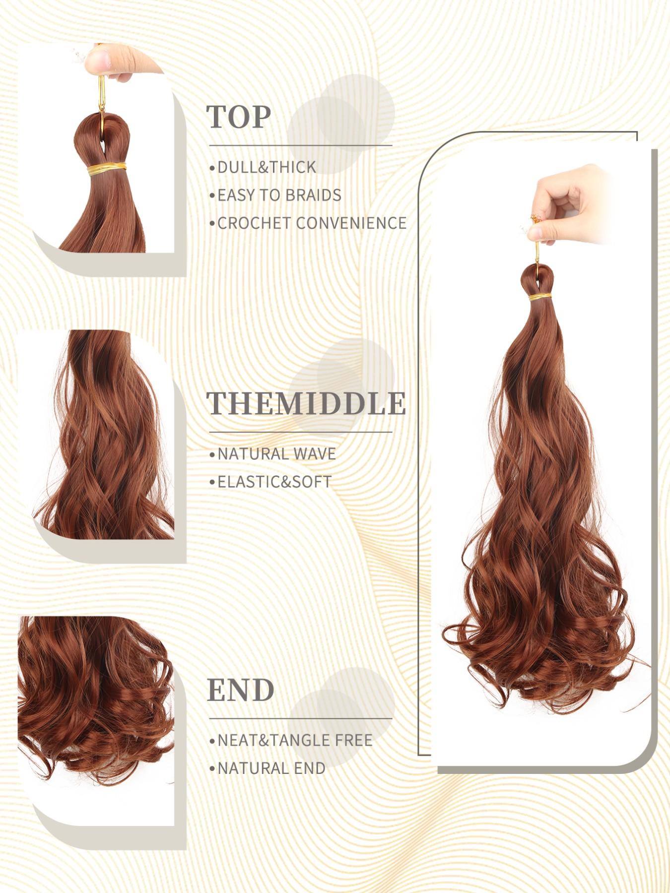14 Inch Synthetic French Curly Crochet Hair, Heat Resistant Loose Water Wave Braiding Hair Extensions, Ginger Orange Wavy Curls for Women Daily Party Holiday, Synthetic Hairpiece