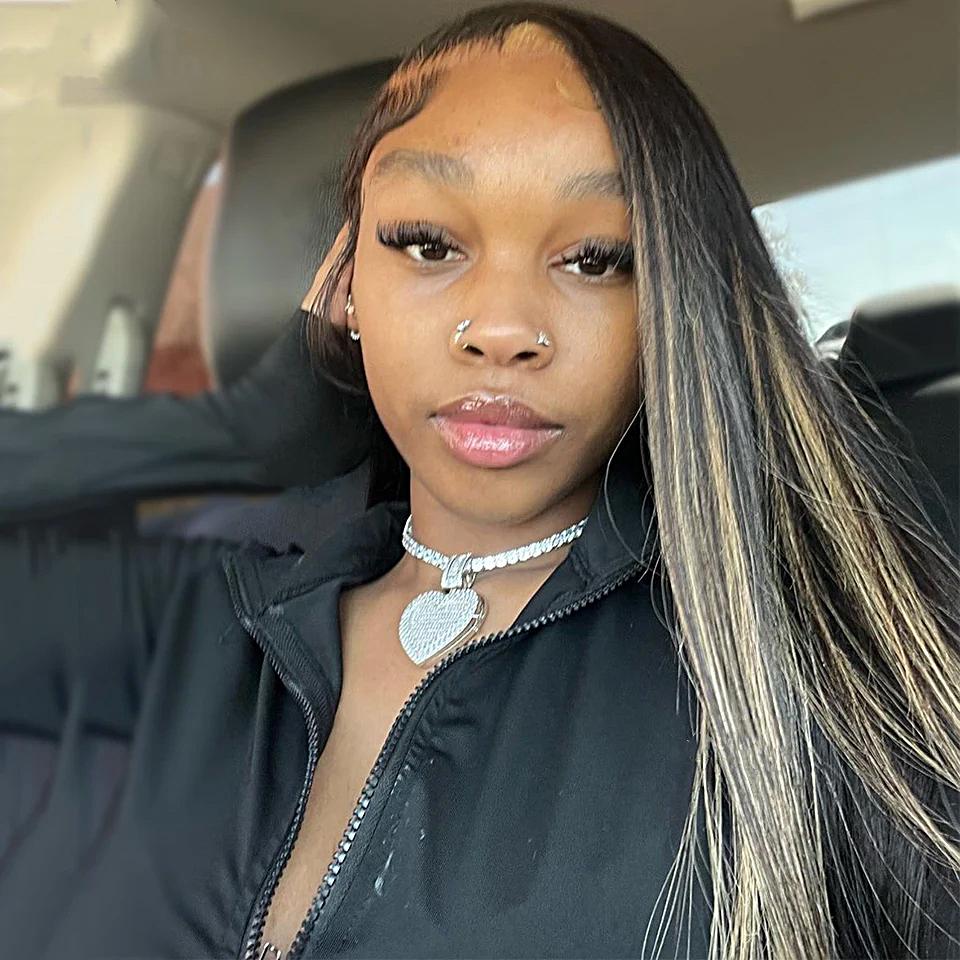 13x4 13x6 Highlight 1B 27 Wig Human Hair Blonde Highlight Straight Lace Front Wigs PrePlucked 180 Density Highlight Blonde Transparent Lace Frontal Human Hair Wigs SpringStatements