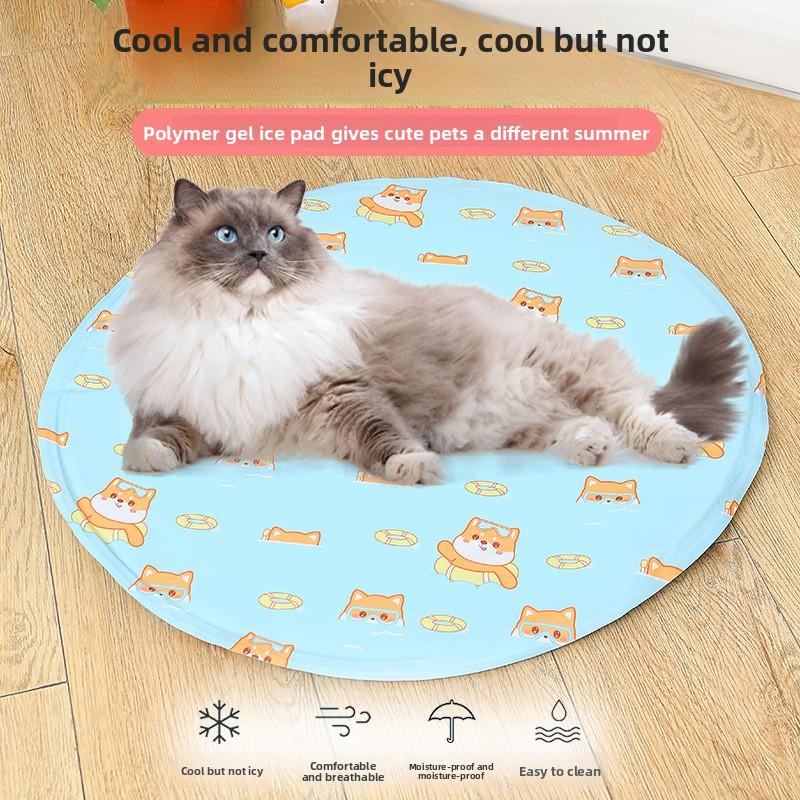 Summer Cooling Gel Pet Mat Cartoon Breathable Ice Sleeping Pad Bite Resistant Cool Bed Heat Relief Cushion for Dogs Cats Indoor Use