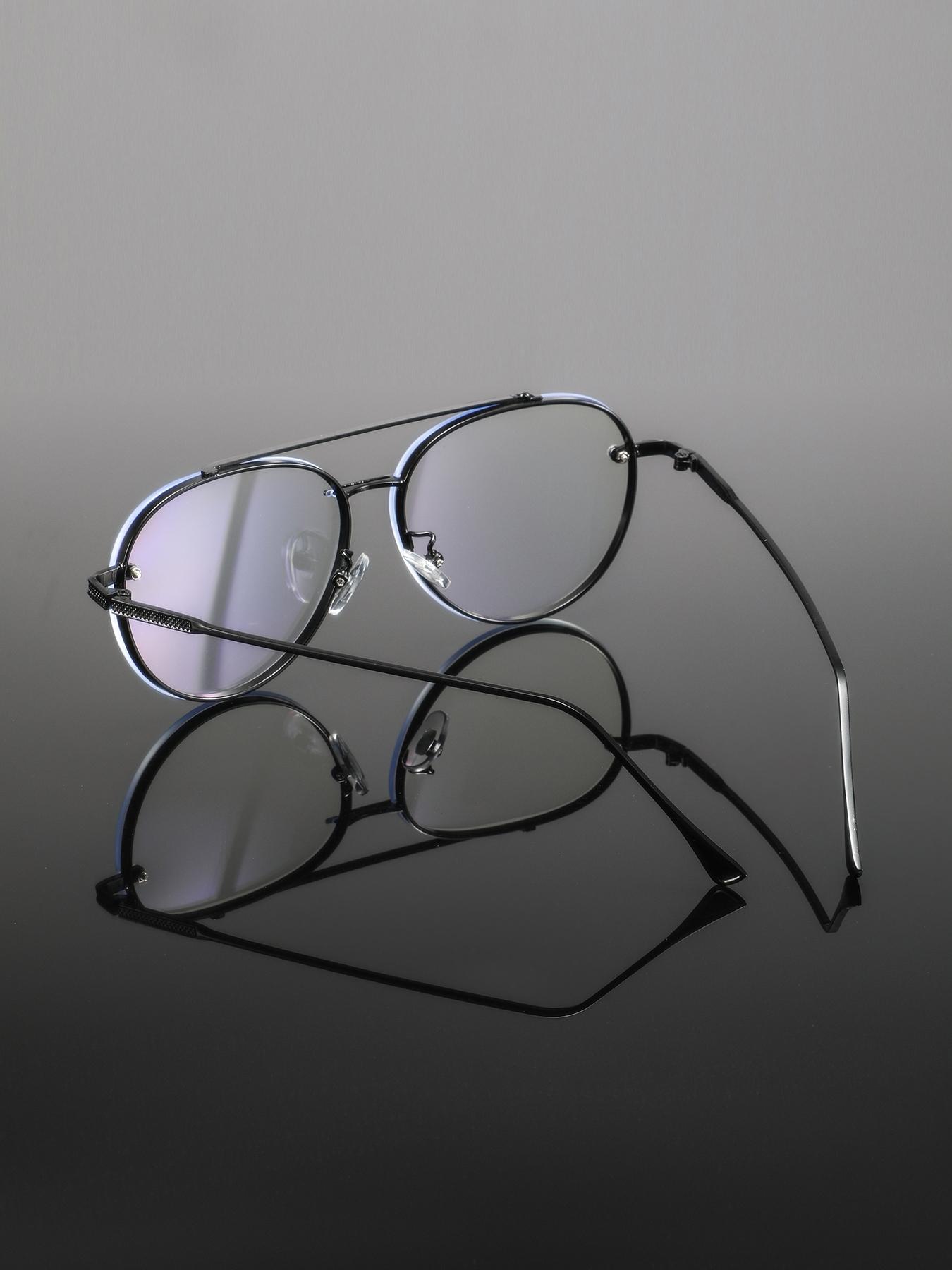 Men's Metal Dual Beam Oval Full Frame Glasses, Durable Steel Frames, Narrow Design, High-Quality Fashion Eyewear, Trendy Casual Eyeglasses, Suitable for Business Meetings and Daily Commute