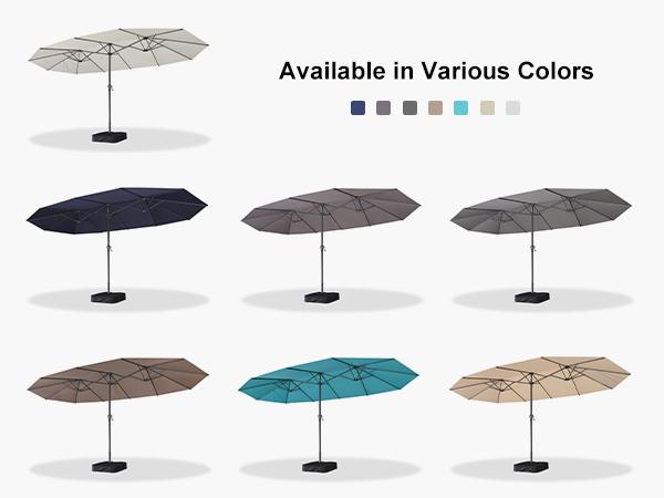 PURPLE LEAF 15 ft Double-Sided Outdoor Market Table Umbrella with Base for Pool PURPLE LEAF 15 ft Double-Sided Outdoor Market Table Umbrella with Base for Pool
