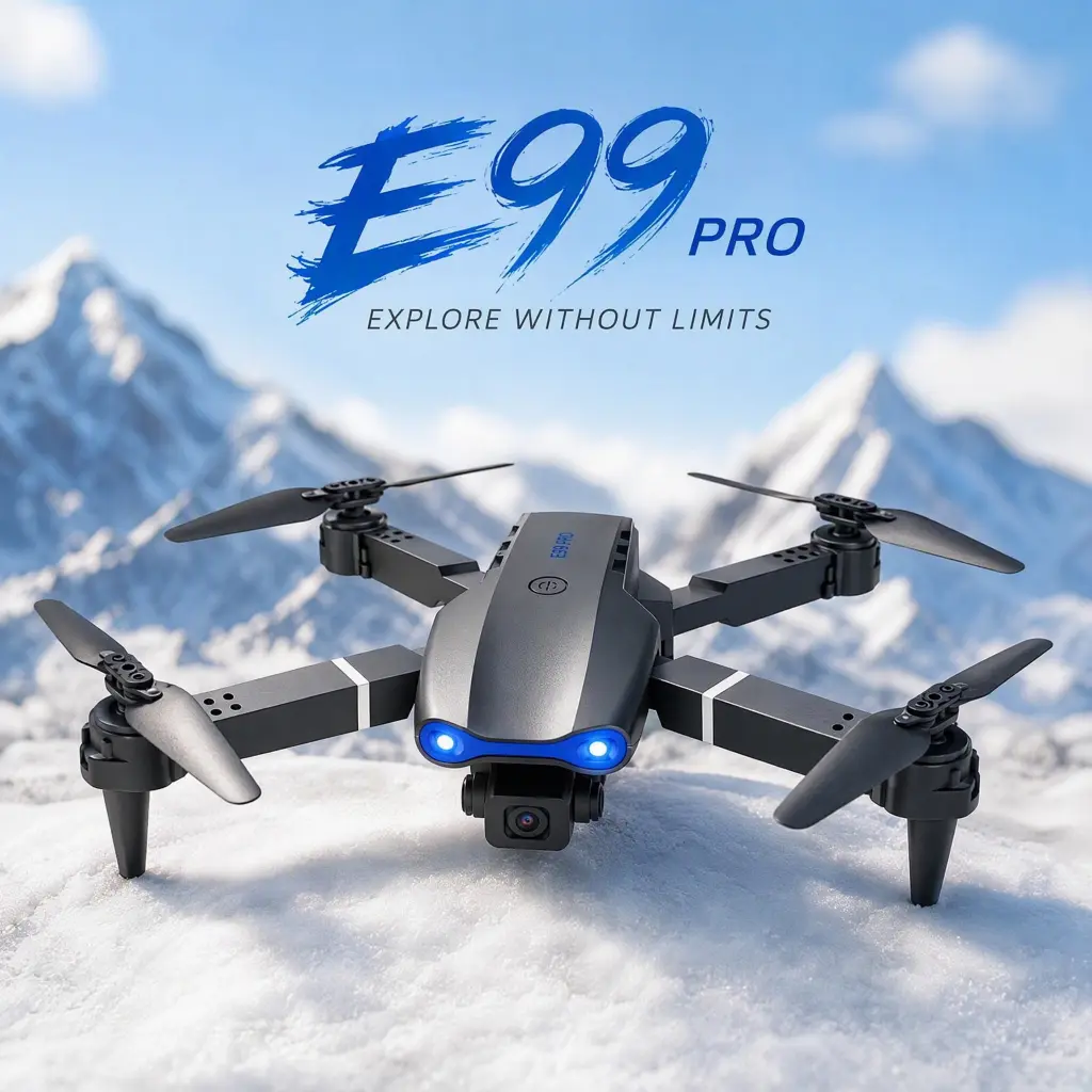 E99Pro Wireless RC Quadcopter Drone Toy with Plastic Body, Drone Controller, 2 Rechargeable Batteries for Outdoor Recreational Flying (Single Unit)