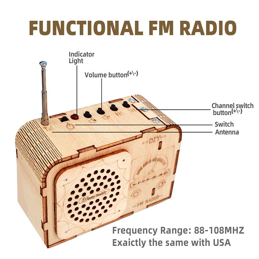 Unisex Classic Wood Finish Audio FM Radio DIY Kit, STEM Learning Toy for 8-14 Year Olds, Children's Engineering Class Project with Detailed Assembly Instructions Unisex Classic Wood Finish Audio FM Radio DIY Kit, STEM Learning Toy for 8-14 Year Olds, Children's Engineering Class Project with Detailed Assembly Instructions