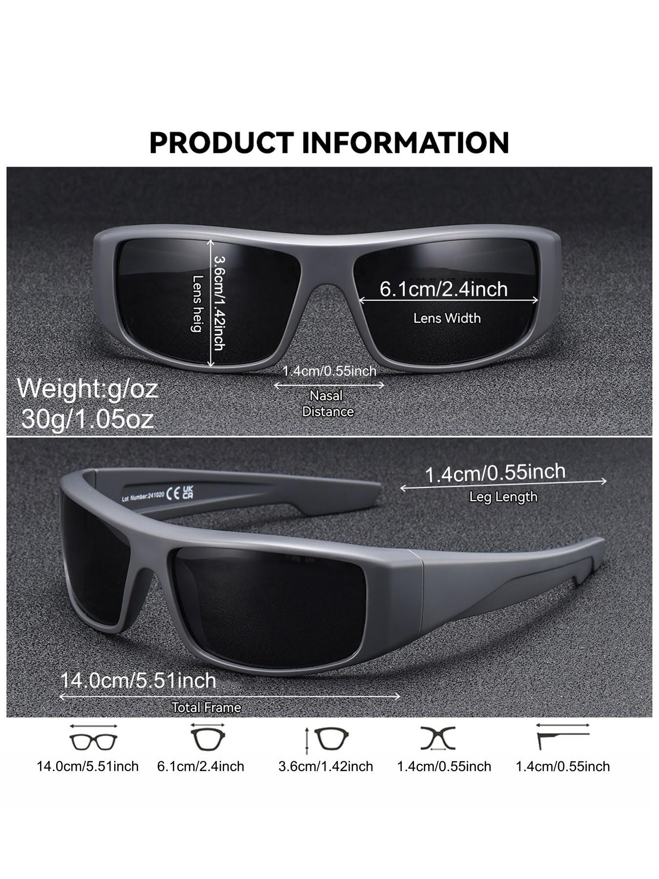 BACURY Fashionable Sports Style Polarizing Film Men'S Sunglasses With Classic Square Frame Are Very Suitable For Cycling, Uv Protection, Driving, Fishing, And Reducing Glare