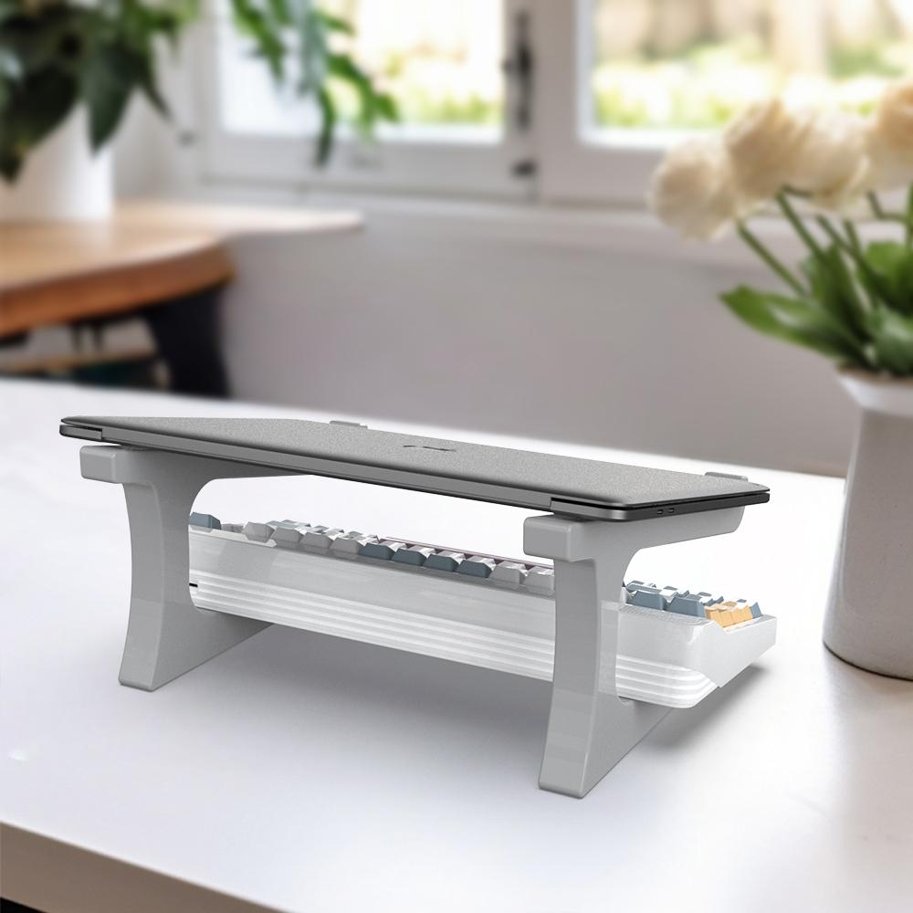 Multifunctional 3D Printed Keyboard Stand, Laptop Stand, Dual Device Support for Study & Office, Adjustable Angle for Living Room Entertainment