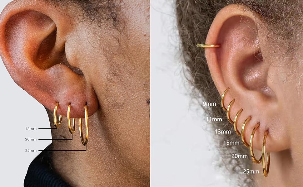 LOYALLOOK Gold Hoop Earrings Set Stainless Steel Rounded Small Hoop Earrings Set for Women Cute Huggie Earrings Nickel Free 10/12/15/20MM LOYALLOOK Gold Hoop Earrings Set Stainless Steel Rounded Small Hoop Earrings Set for Women Cute Huggie Earrings Nickel Free 10/12/15/20MM