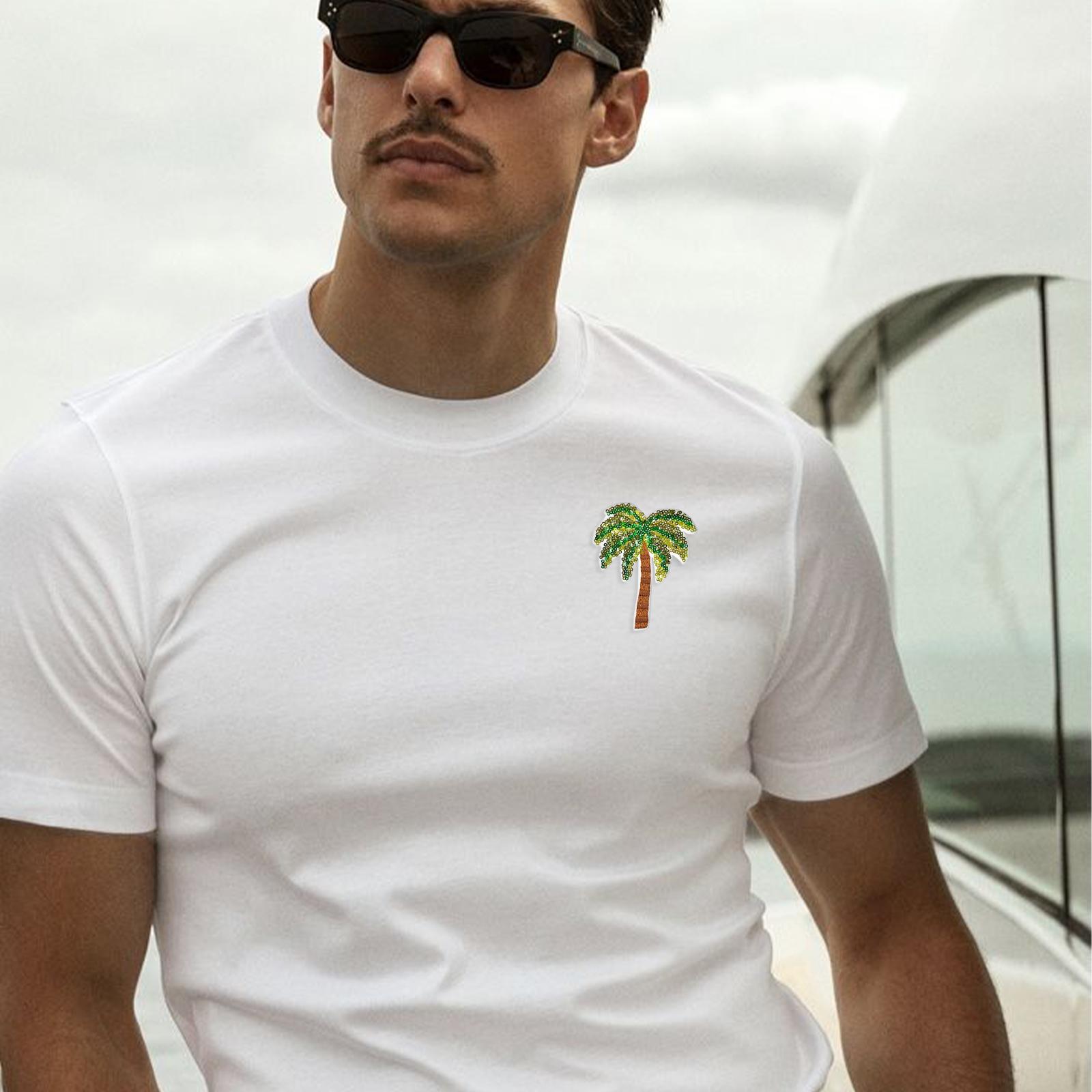 5Pcs Sequins Coconut tree Iron on Patches Embroidery Applique Clothing Shiny Decoration Sew on DIY Accessories for Hats Jeans Jackets Bags