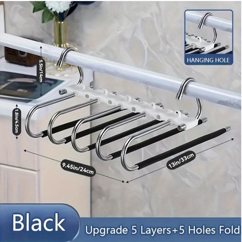 Upgraded 5-Layer Wave Pants Hanger - Multifunctional Space Saving Closet Solution for Leggings, Slacks & Accessories - Seamless Non-Slip S-Type Organizer Rack