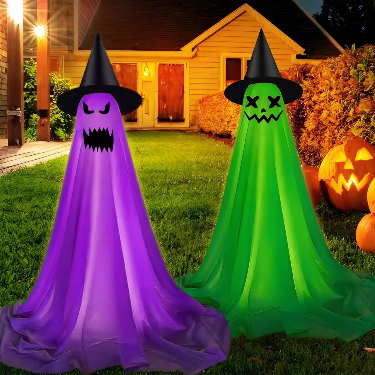 2 Pack Halloween Spooky Ghost String Lights with Remote Control, Battery Operated Indoor Outdoor Decorations, Perfect for Garden Patio Parties, Atmosphere