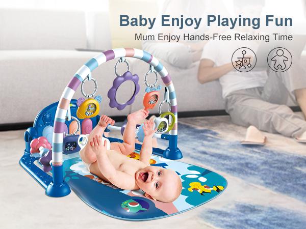 dearlomum Baby Play Mat Baby Gym with Piano Design 5 Sensory Toys Music Lights Blue Gift for Newborn Boys Girls dearlomum Baby Play Mat Baby Gym with Piano Design 5 Sensory Toys Music Lights Blue Gift for Newborn Boys Girls