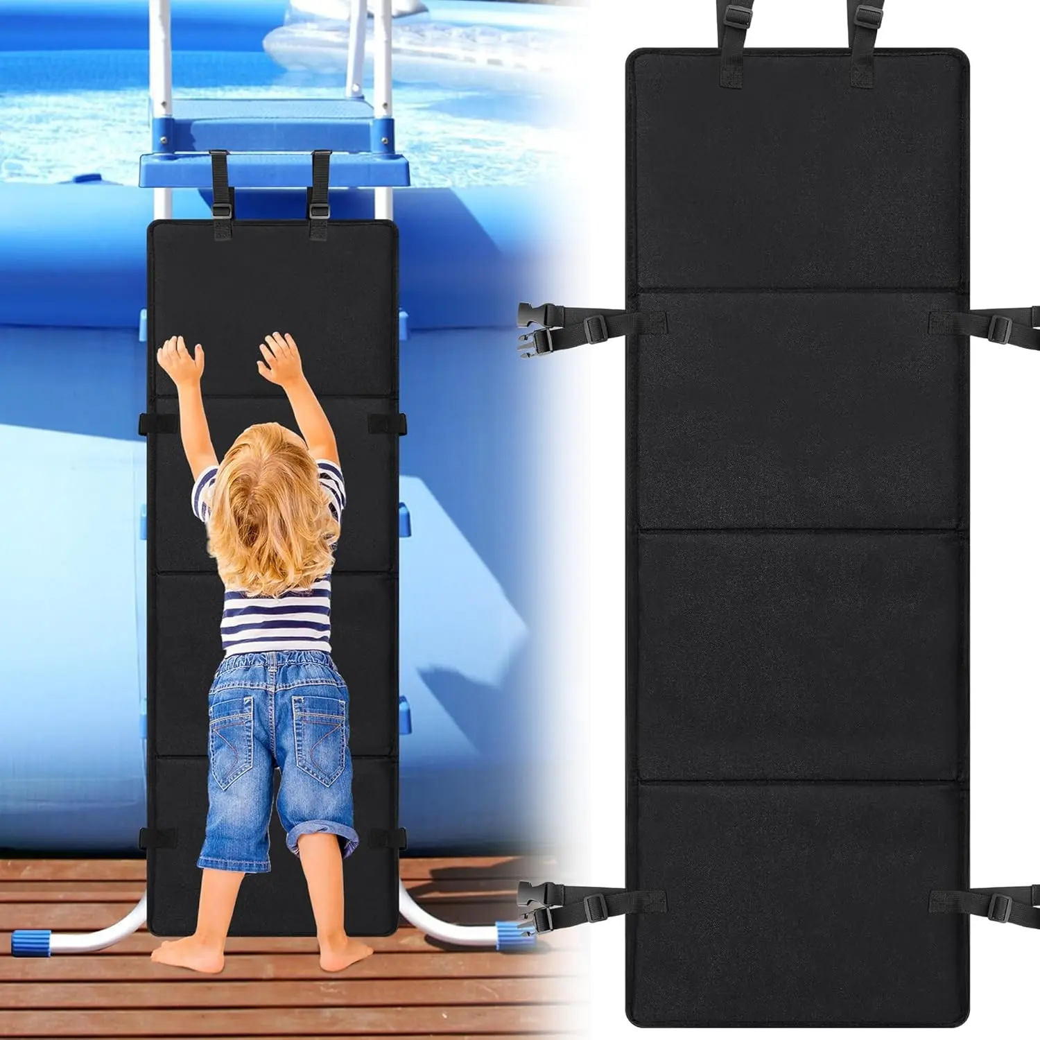 600D Oxford Cloth Pool Ladder Protector Cover, 47.5''x16''Pool Step Guards,Swimming Pool Child Saver to Prevent Kids from Climbing,Falling,Drowning and Bunk Bed Ladders Protection