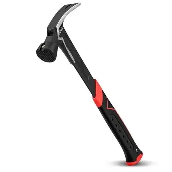 20oz Forged Steel Straight Claw Hammer, Rip Claw Design with Side Pull Tool, Milled Shock-Absorbing Grip, Household Repair Home Supply Accessory