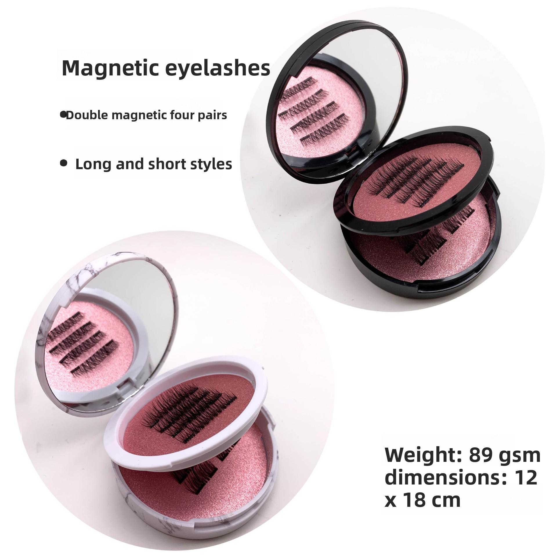 24P Half Eye Double Magnet Magnetic Eyelashes 16 Pieces with Clips Waterproof Reusable False Lashes for Party Daily Use