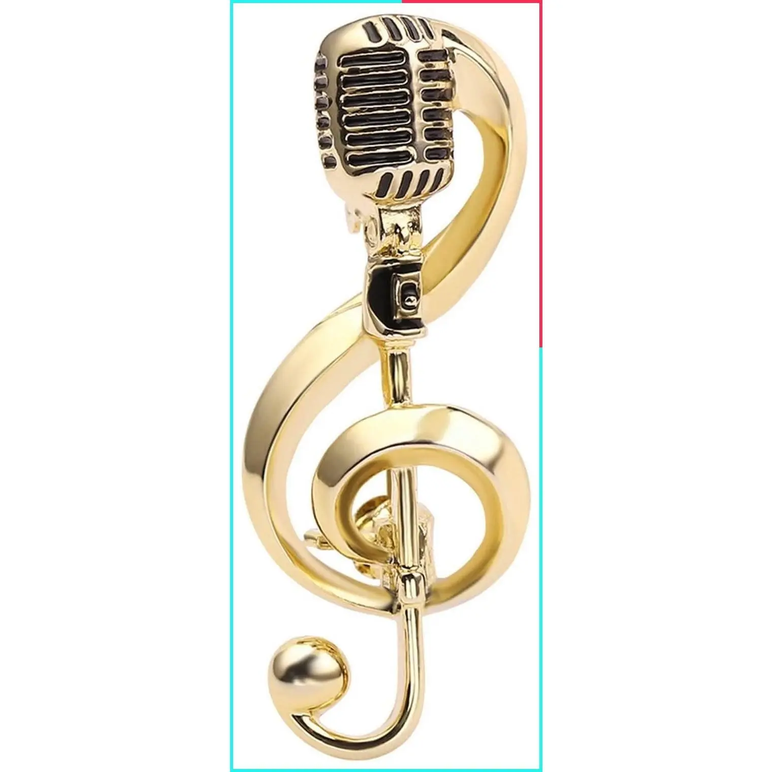 Creative Music Note & Microphone Brooch Pins, Gold-Tone Alloy Lapel Pin Set for Women Men Boys, Musical Jewelry Accessories for Clothes Bags Hats