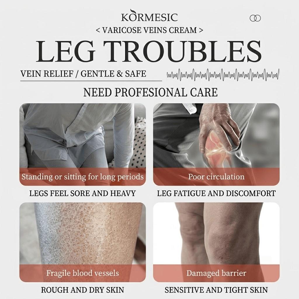 Natural Moisturizing Leg Soothing Cream, Relieves Fatigue and Stiffness, Smooths Skin Texture, Reduces Veins, Even Legs Color, Daily Care