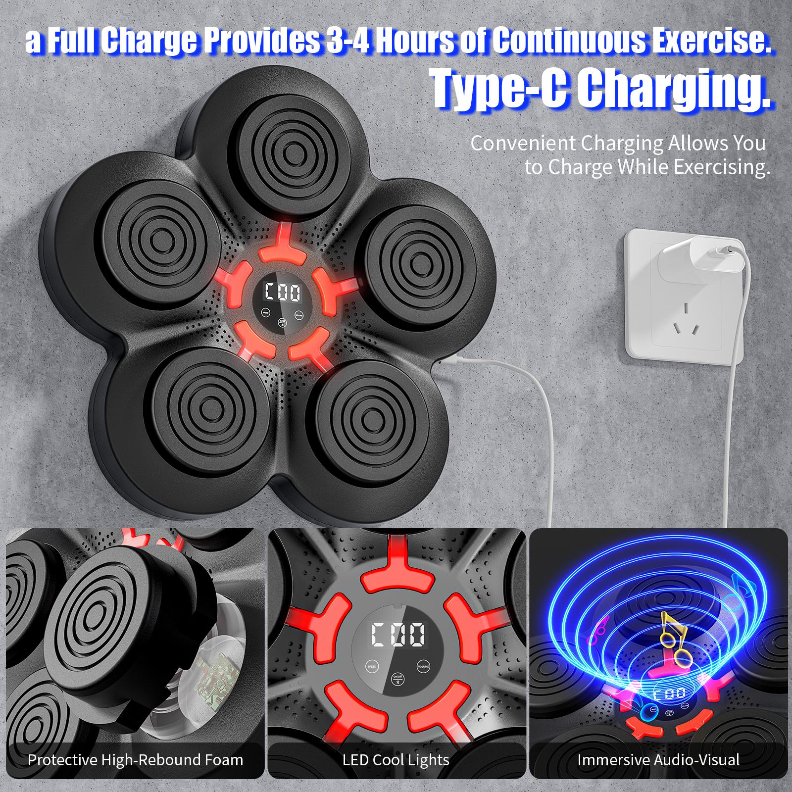 2026 Music Boxing Machine for Adults and Kids, Smart Bluetooth Boxing Training Equipment with Gloves Wall Mounted, Workout Punching Machine for Home,Office and Gym