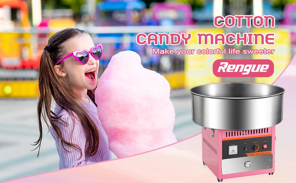 Cotton Candy Machine Commercial, 1000W Electric Cotton Candy Machine, Cotton Candy Maker with Stainless Steel Bowl, Sugar Scoop, Storage Drawer, Perfect for Family Party, Kids Birthday