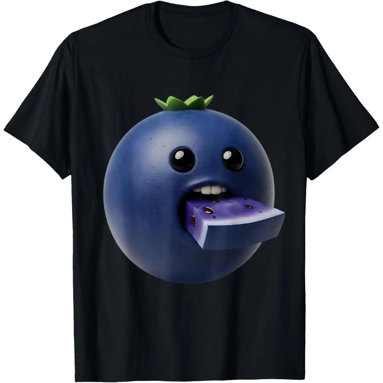 Unisex Relaxed Fit Funny Surreal Blueberry Meme Printed Cotton Short Sleeve Tee, Breathable Casual Streetwear Menswear Top, Round Neck Soft Classic Fabric T-Shirt