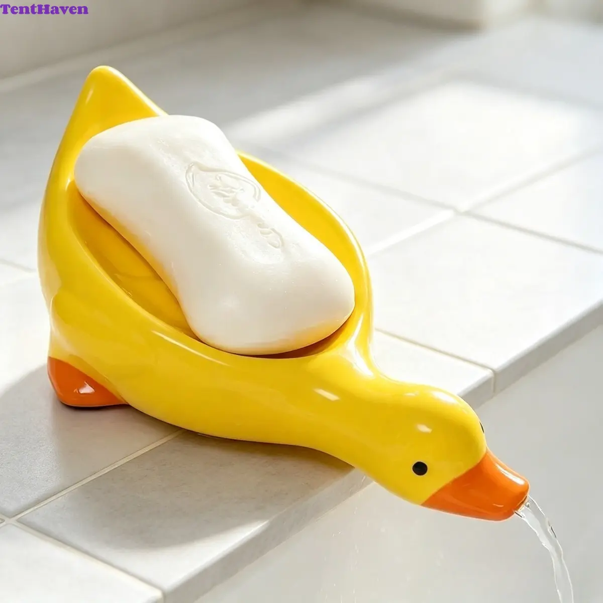 2/1 PCS Cute Duck-Shaped Self-Draining Soap Dish, Non-Slip Easy-Clean Drain Tray, Practical Bathroom Shower Counter Organizer for Home Use