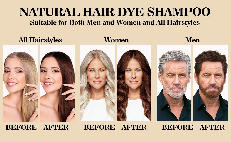 200ml 3-in-1 Dark Brown Hair Dye Shampoo Herbal Formula with Ginseng Covers Gray Hair Natural Plant Haircare  Ginger Radiant