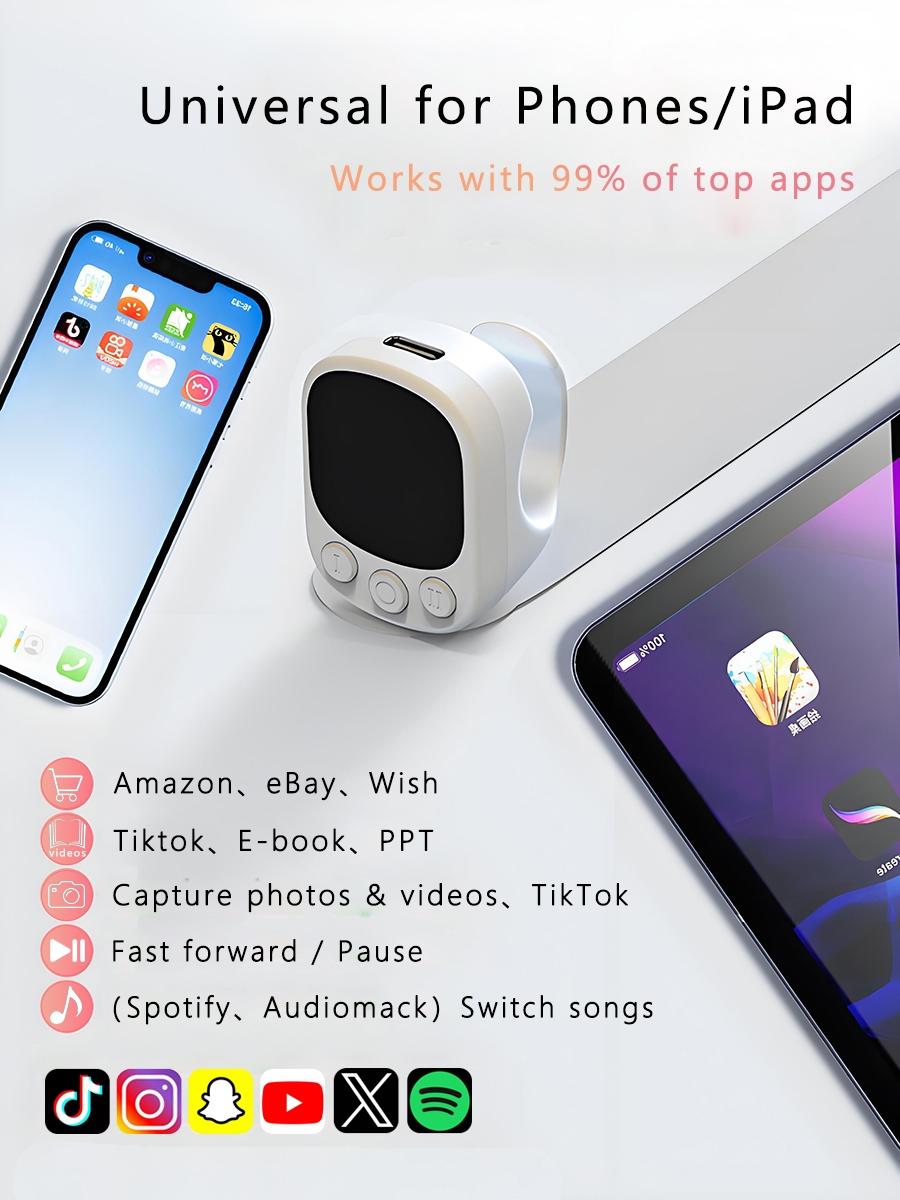 Tiktok Scrolling Universal Remote Control with Touchpad, Bluetooth-compatible Wireless Air Mouse for iPhone iPad Android Smartphone, 100mah Battery Included