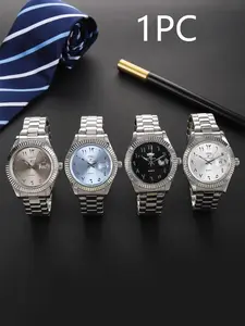 Men's Business Round Dial Analog Quartz Watch, Business Fashion Watches, Fashion Watch for Party, Daily Clothing Decor, Trendy All-match & Exquisite Watch for Birthday Gift with Box