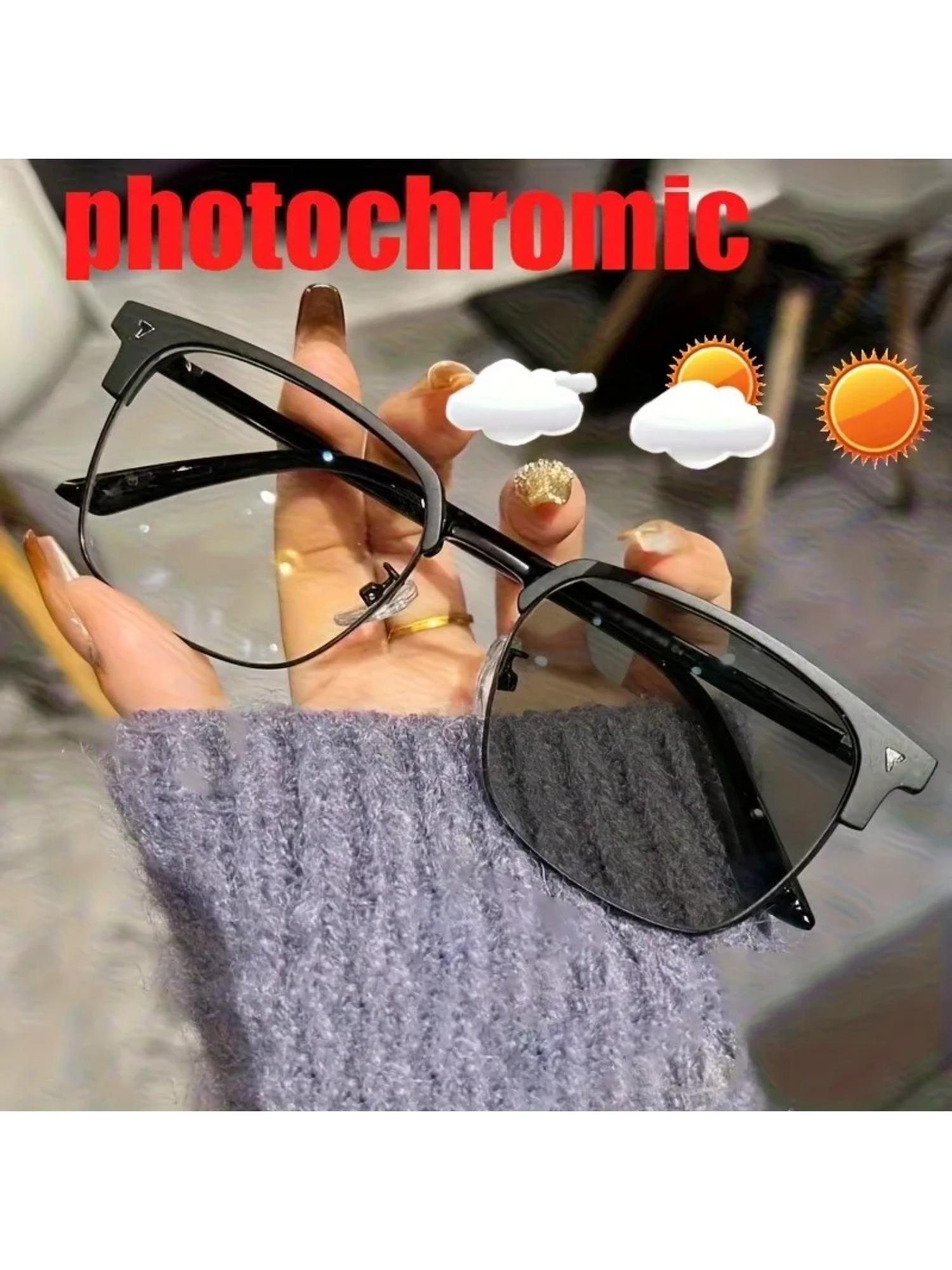 Unisex Fashion Anti Blue Light Photochromic Glasses Men Women Trendy Half Frame Glasses Photochromic Eyeglasses Trending Eyeglasses