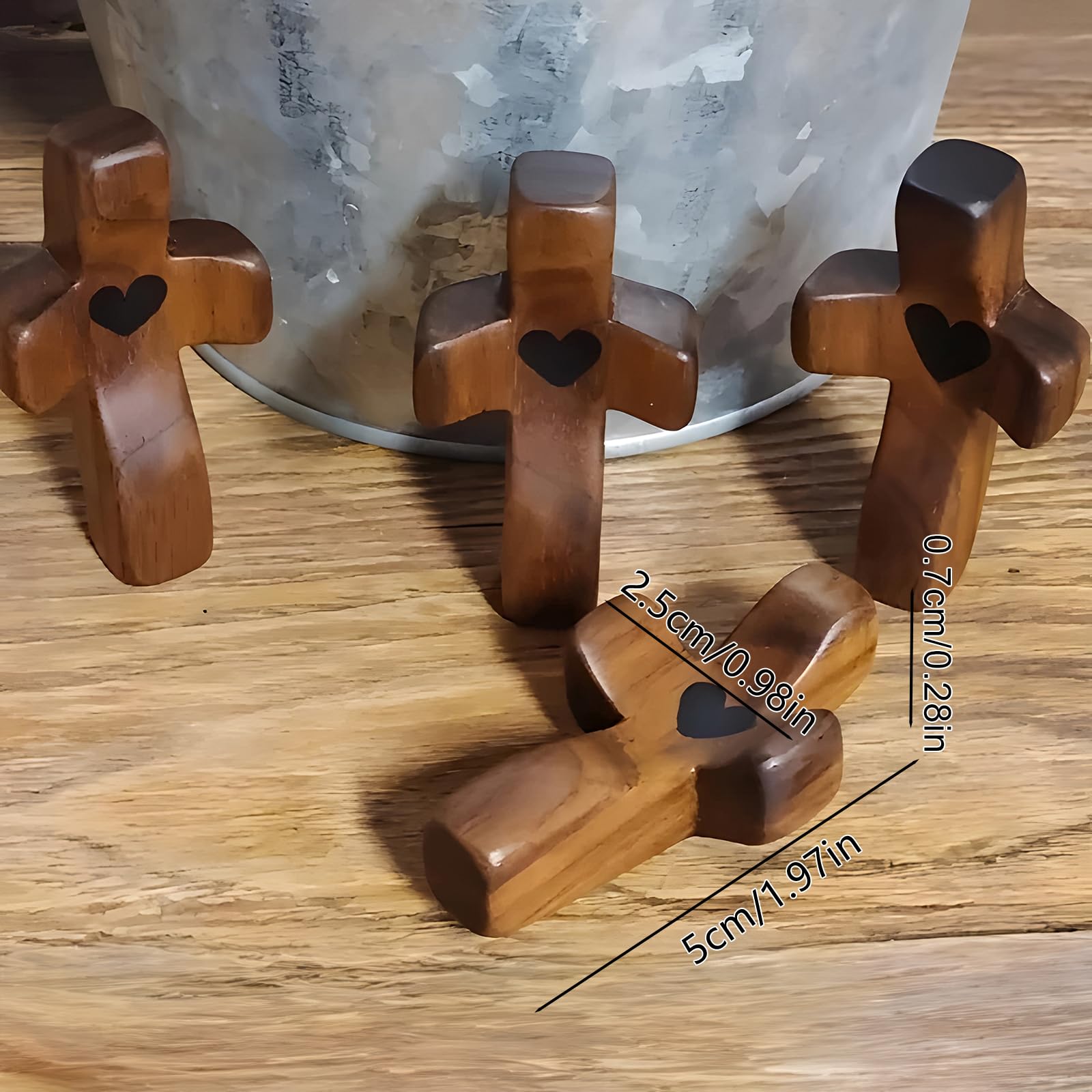 3pcs Wooden Cross Decoration, Anxiety Relief Comfort Cross fidget for Clutching,Clinging and Praying, Spiritual Symbols for Home & Office